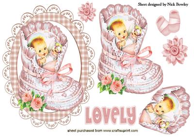Vintage Baby Girl in Bootie with Roses