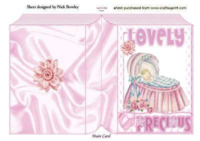 Vintage Sleepy Baby in a Crib with Her Bottle Folded Book