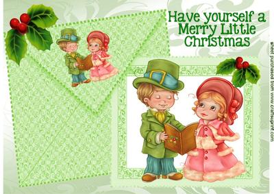 Christmas Carol Singers on Card and Envelope A4