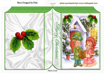 Pretty Cottage with Carol Singers and Holly Folded Book