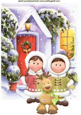 Dressed Up for Winter with Little Reindeer A4