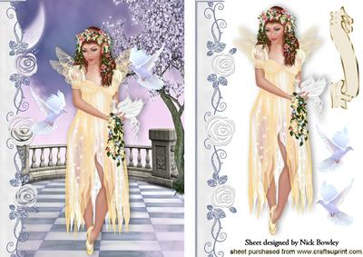 Peach Faerie with Doves in the Twilight