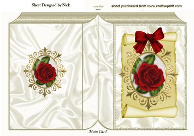 Red Rose in Ornate Frame Folded Book