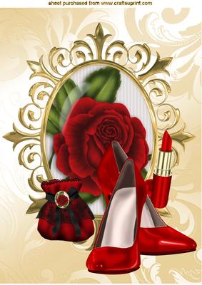 Red Rose with Red Shoes and Lipstick A4