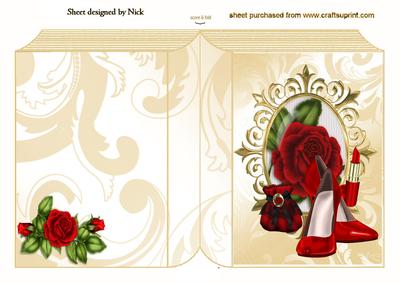 Red Rose with Red Shoes and Lipstick Folded Book