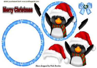 Christmas Penguin in Santa Hat Rocker Card