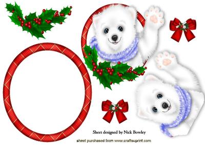 Christmas Polar Bear with Holly Rocker Card