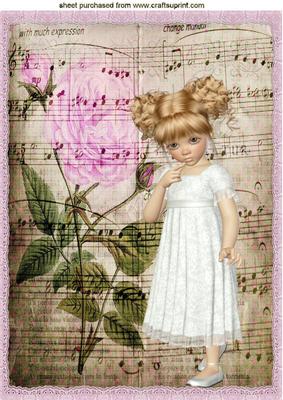 Sweet Innocence with Pink Rose on Music A4