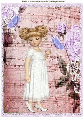 Sweet Innocence with Lilac Rose and Butterflies & Music A4