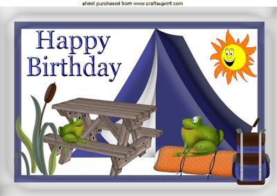 Camping with Cheeky Frogs Birthday A4