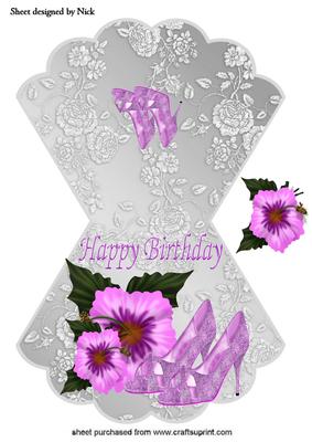 Pretty Pink Glitter Shoes with Flowers Rocker Card
