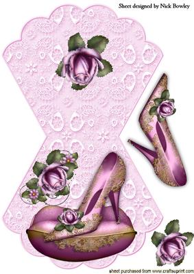 Princess Pink Shoe on Lace Rocker Card