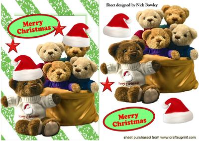 Where's Our Santa Hats, Cute Little Teddies with Stars