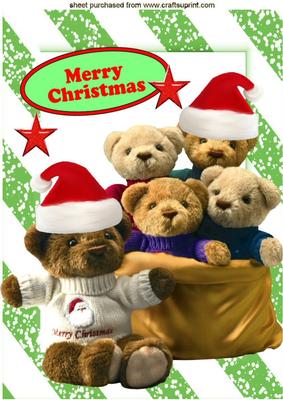 Where's Our Santa Hats, Cute Teddies with Stars A4