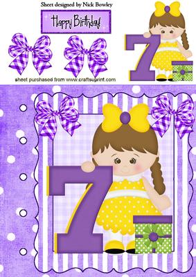 7 Today! a Special Day, Girl on Scrapbook Page 8x8