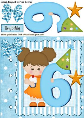 Birthday Girl Aged 6 in Orange Party Dress 8x8