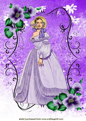 Elegant Victorian Lady in Purple A4 Topper