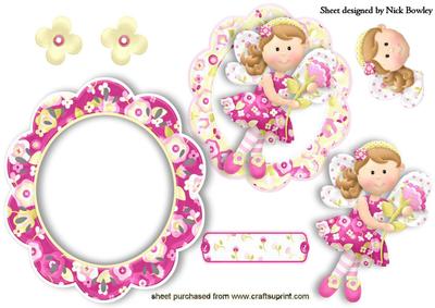 Pretty Garden Faerie with Flowers Rocker Card