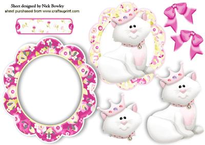 Pretty Princess Kitty with Crown Rocker Card
