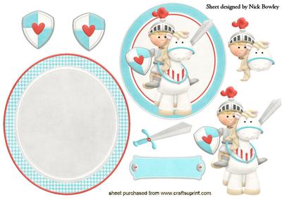 Knight on a Horse with Shields Rocker Card