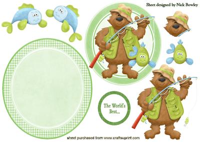 Worlds Best, Bear Fishing Rocker Card