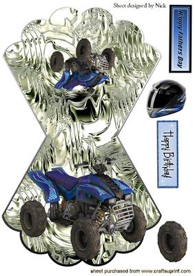 Blue Muddy Quad Bike on Mettalic Rocker Card