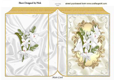 Pretty White Gladiolus in Gold Frame Folded Book
