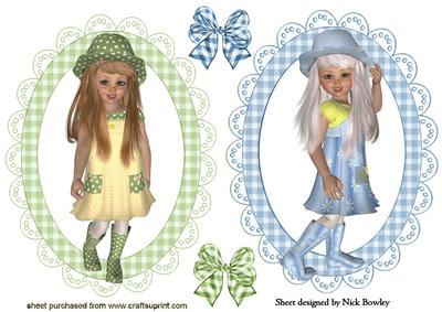 Little Girls in Wellies and Sunhats Toppers