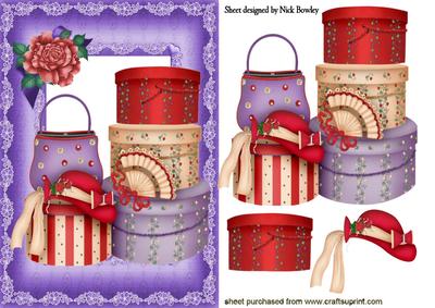 Purple and Red Hat Boxes with Rose
