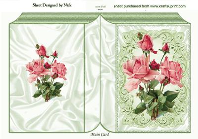 Painted Vintage Roses in Ornate Frame Folded Book