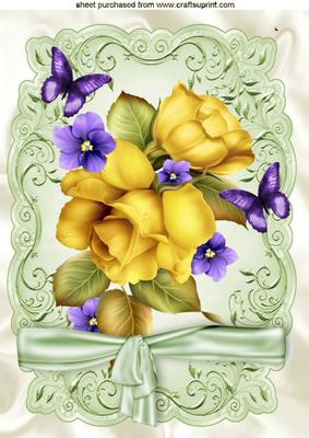 Pretty Yellow Roses and Purple Flowers A4