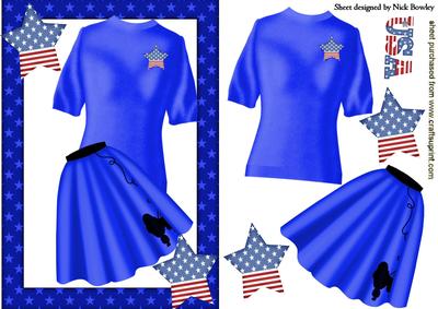 Poodle Skirt with Blue Jumper with American Star