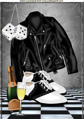 50's Black/white Saddle Shoes and Leather Jacket A4