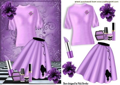 Lilac Poodle Skirt with Jumper and Purple Flowers