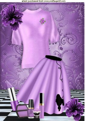 Lilac Poodle Skirt with Jumper Makeup and Flowers A4