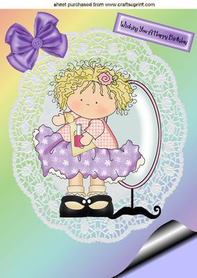 Cute Little Girl with Mirror A4 Topper