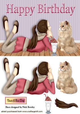 Girl with Her Pet Cat