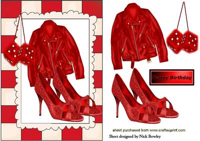 Red Leather Jacket with Sparkle Red Shoes