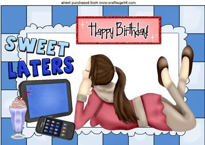 Birthday Girl with Tablet and Controls A4