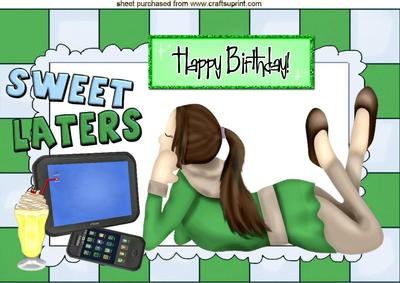 Birthday Girl in Green with Ipad and Controls A4
