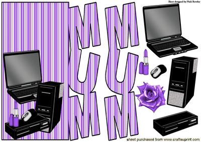 For Mum, Comp, Laptop with Rose in Purple