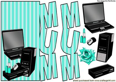 For Mum, Comp, Laptop with Rose Turq