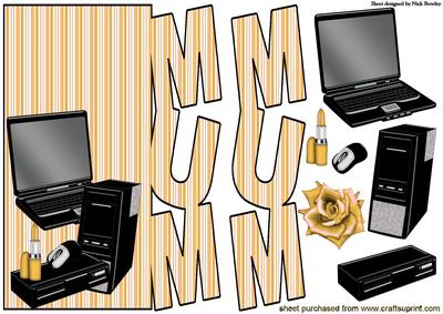 For Mum, Comp, Laptop with Rose in Gold