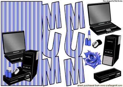 For Mum, Comp, Laptop with Rose in Blue