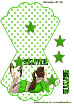 Whatever! Girl in Green on Rocker Card