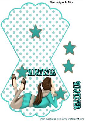Whatever! Girl in Turq on Rocker Card