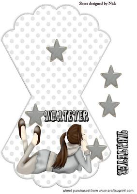 Whatever! Girl in Silver on Rocker Card