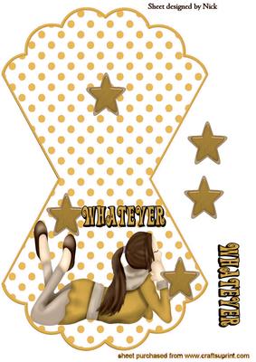 Whatever! Girl in Gold on Rocker Card