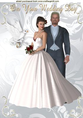 Bride and Groom with Dove Holding Rings A4