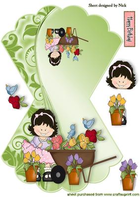 I Love Gardening with Pretty Flowers Rocker Card